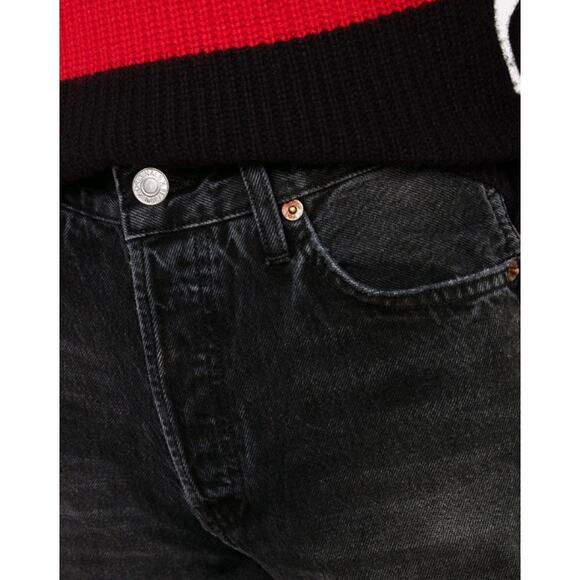 RE/DONE High Rise Straight Loose Rigid Distressed Jeans Black Size 25 NEW - Picture 16 of 16